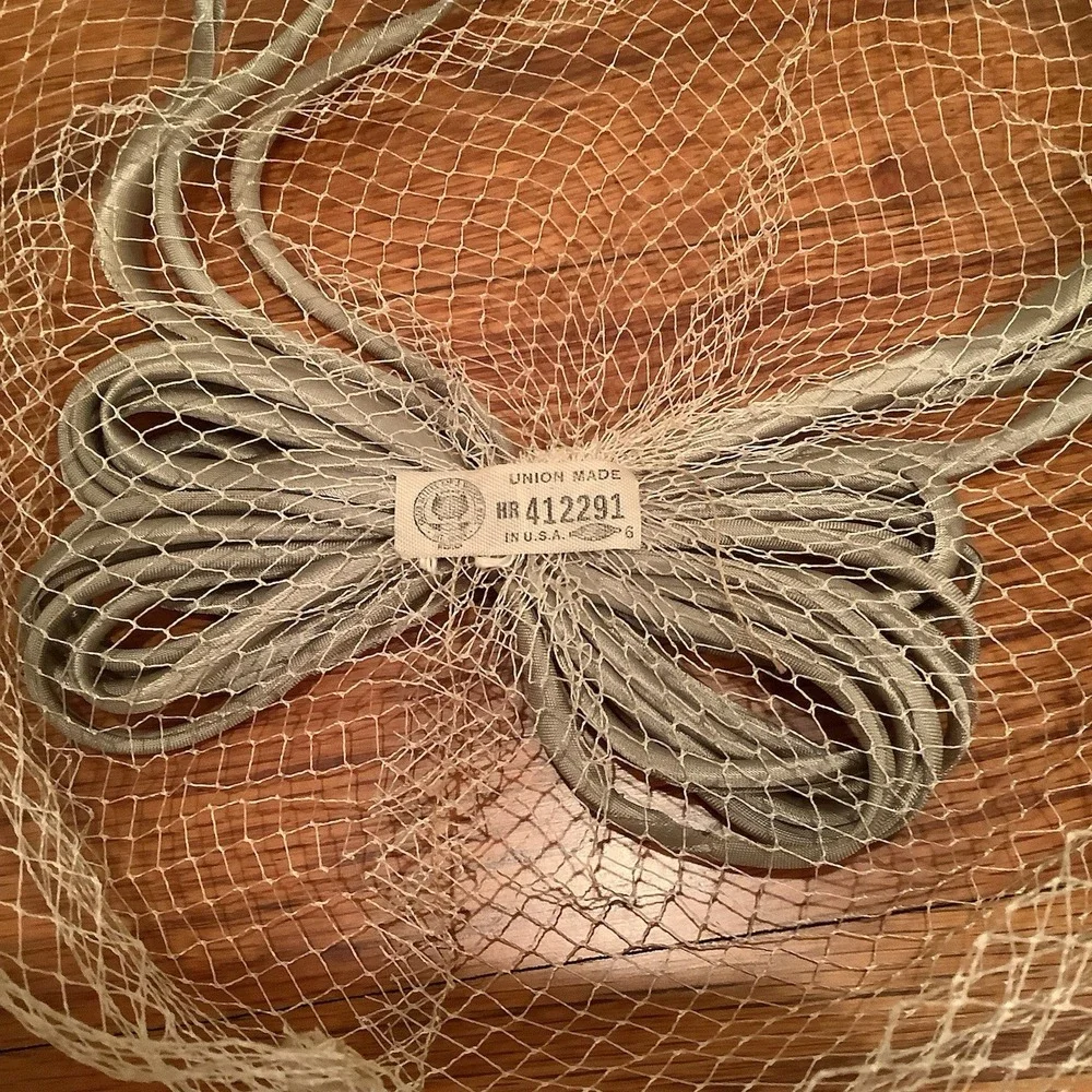 Vintage Hairpiece Green Netting Satin Bow Formal Party Wedding
